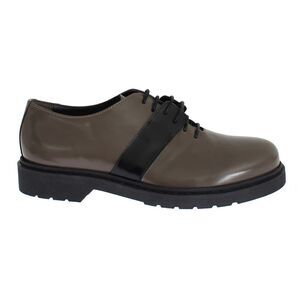 AI_ Gray Brown Leather Laceups Women's Shoes